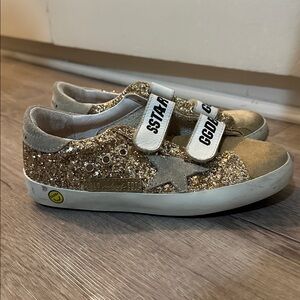 Golden Goose Girl’s Old School Glitter & Suede Grip-Strap Sneakers size EU 32